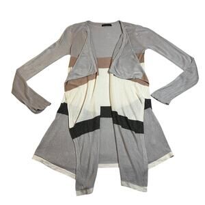 Bajee Collection by Becool Stripe Open Front Lightweight Cardigan Size S Casual